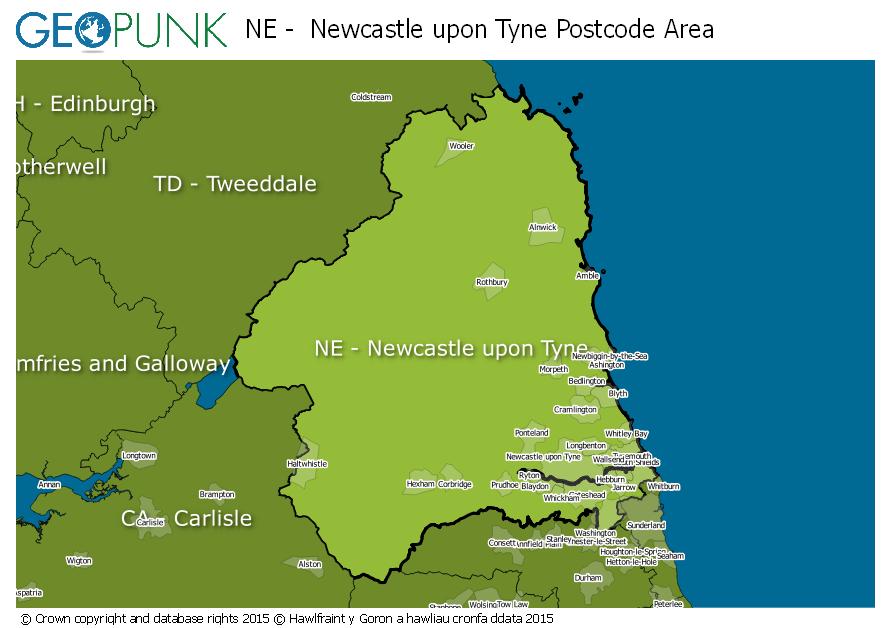 Newcastle Postcode Wall Map Buy Postcode Map Of Newcastle Mapworld