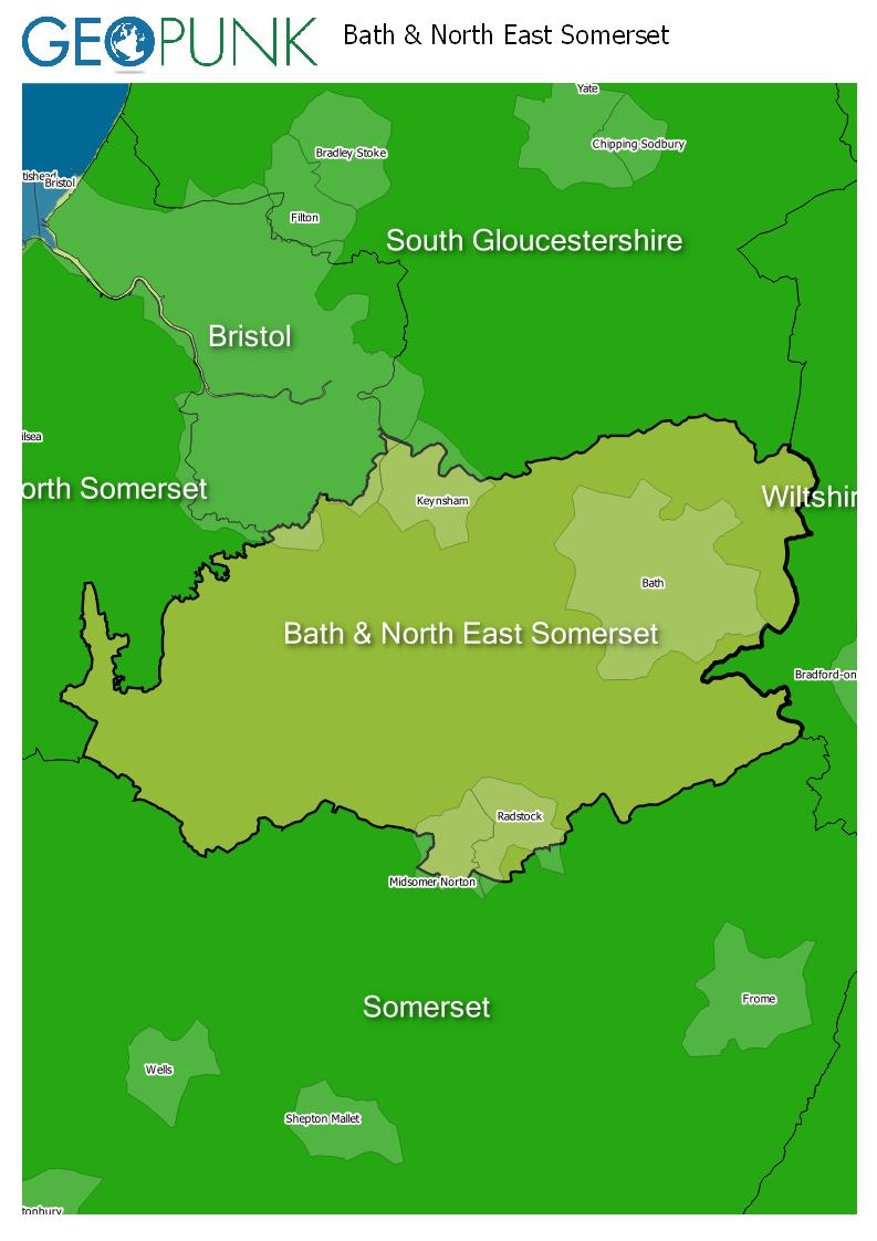 map of Bath & North East Somerset