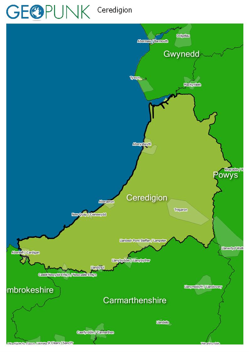 map of Ceredigion