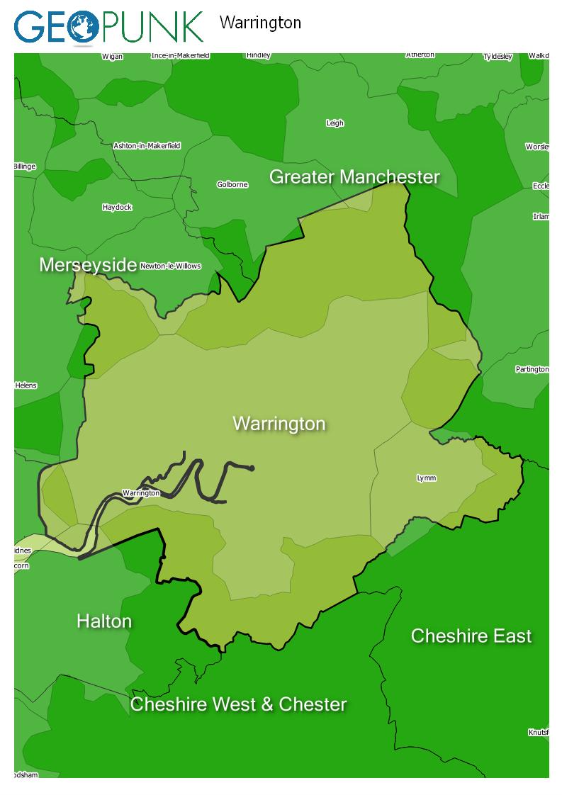 map of Warrington