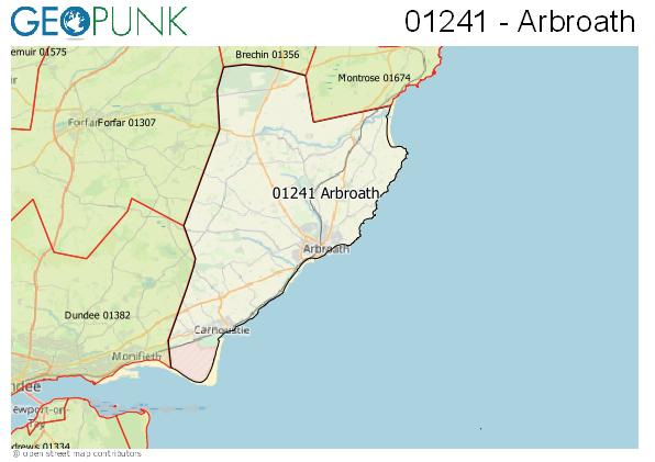 Map of the Arbroath area code