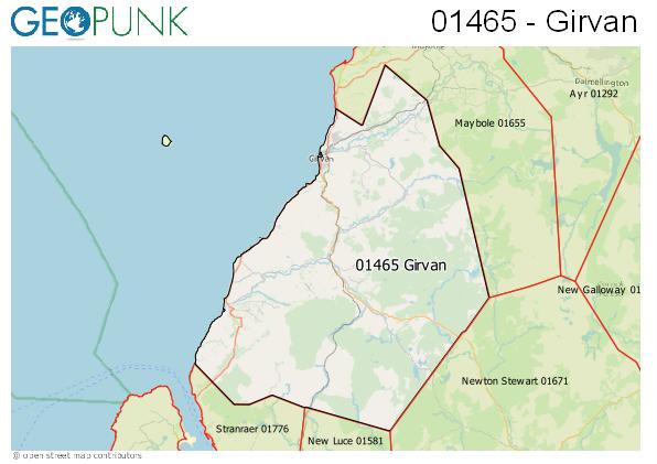 Map of the Girvan area code