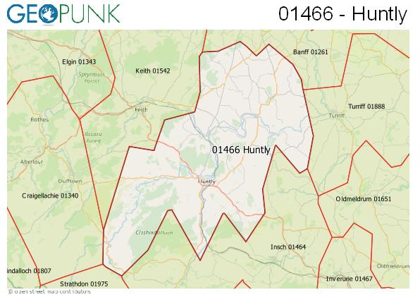 Map of the Huntly area code