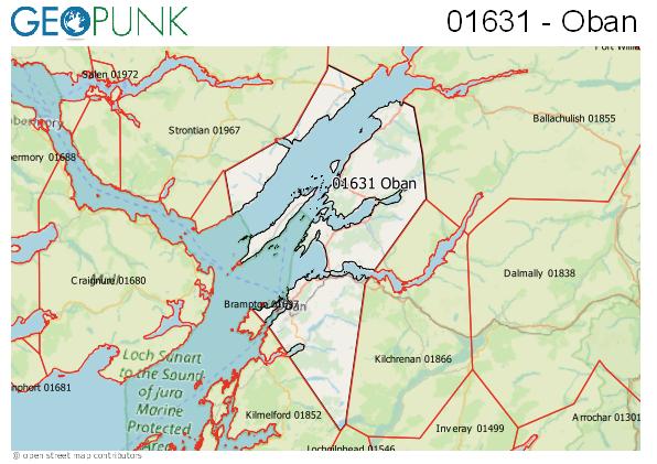 Map of the Oban area code