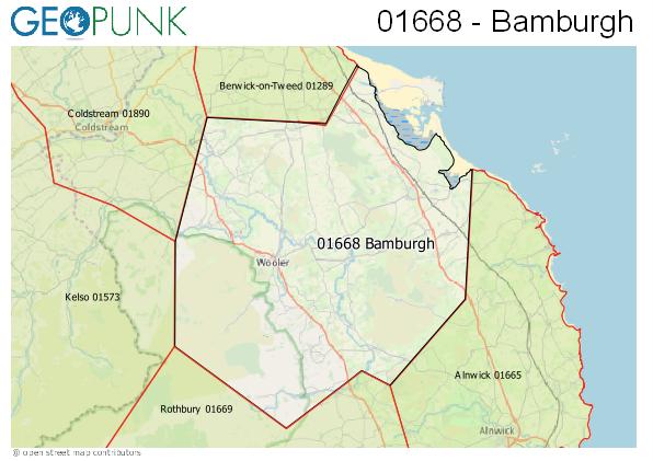 Map of the Bamburgh area code