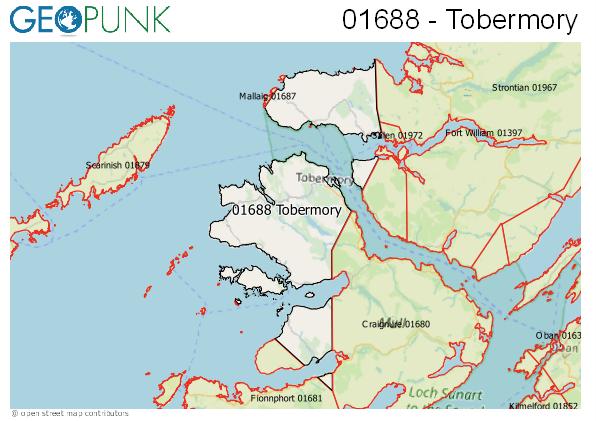 Map of the Isle of Mull - Tobermory area code