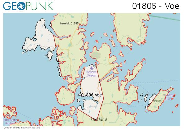 Map of the Shetland area code