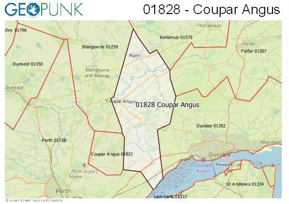 Map of the Coupar Angus area code