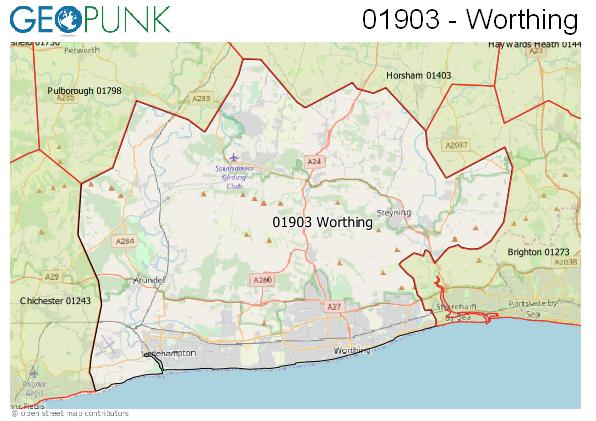 01903 View Map Of The Worthing Area Code