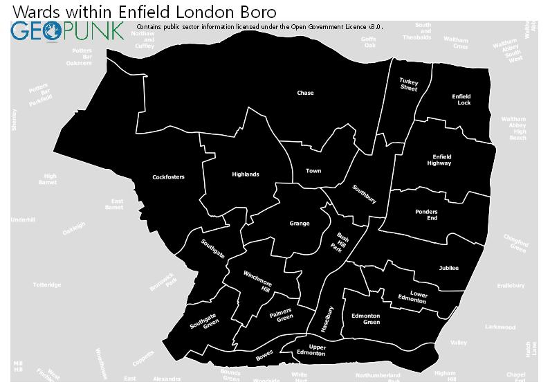 Ward Map Enfield London Boro 
