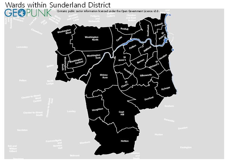 Ward Map Sunderland District (B) 